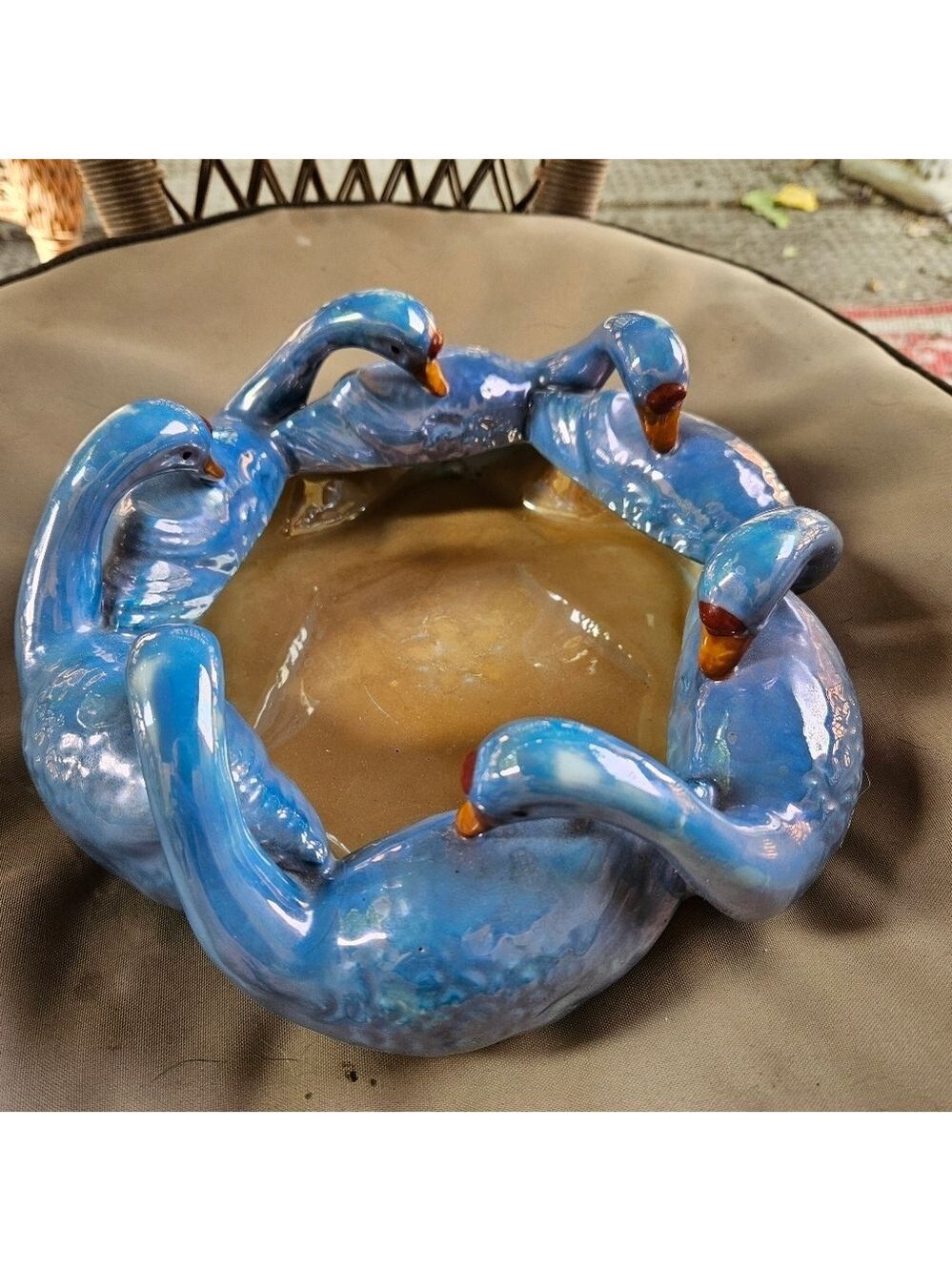 Vintage Asian Lusterware Circle of Geese Bowl